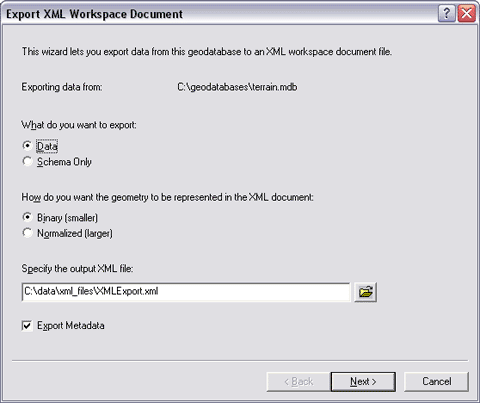 Click on data to copy all the contents of a geodatabase.